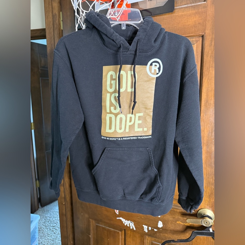God Is Dope Black Hoodie size Small